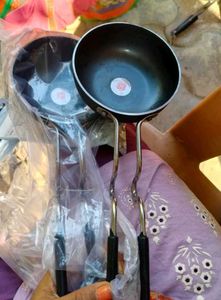 COMBO NEW  IRON TADKA PAN WITH STEEL HANDLE