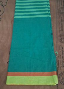 Elegant Teal &amp; Yellow Checked Saree of 1