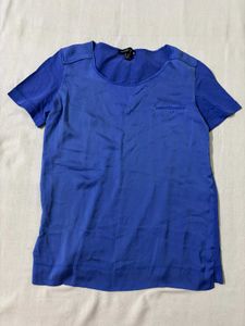 Mango Blue Short Sleeve Tunic Top