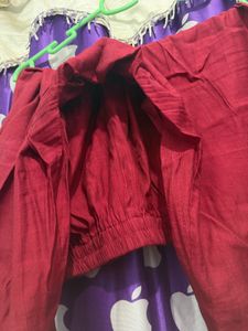 red Elegant Embroidered Kurta with Dupatta