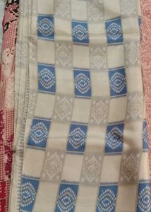 Elegant Cream & Blue Saree