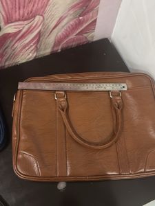 Stylish Brown Faux Leather Briefcase