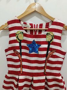 Red &amp; White Striped Dress with Sparkle