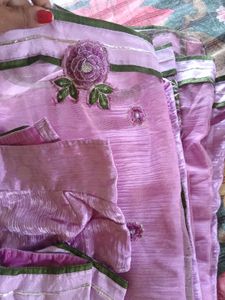 beautiful geograte and netted mix saree
