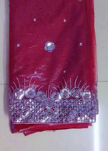 One day offer  Sparkling Red Net Fabric