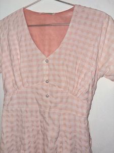 Light Pink Gingham Midi Dress