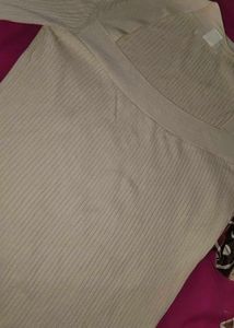 Cream Ribbed Knit Sweater