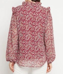 Paisley Print Ruffle Blouse