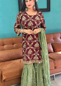 Embroidered Kurta Set with Sharara