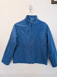 Blue Quilted Zip-Up Jacket