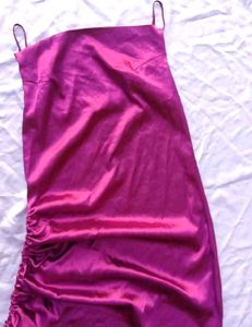 Brand New (Urbanic) Satin Ruched Cowl Neck Dress