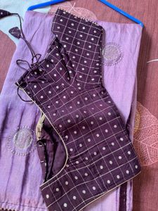 Shibori Lavender Saree with Intricate Embroidery