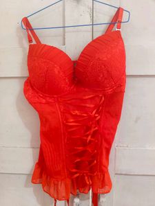 Red Lace Corset with Garters