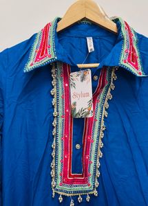 Vibrant Blue Embroidered Kurta Set