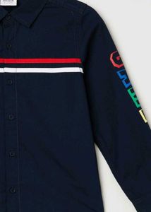 Benetton Men's Navy Blue Casual Shirt