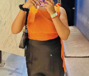 Sheer Orange Asymmetrical Top