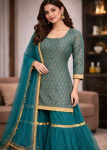 Teal Kurta garara Set
