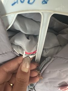 Gray Puffer Jacket with Butterfly Detail