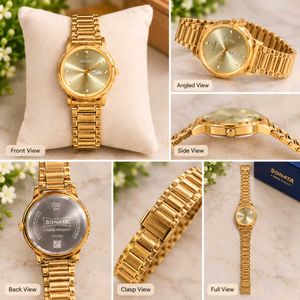 Sonata Golden Analog Watch