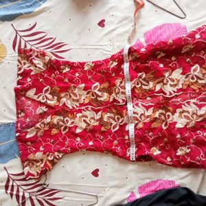 Red Embroidered Kurta with dupatta