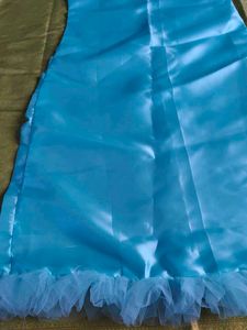 Sky Blue Satin Gown with Frills