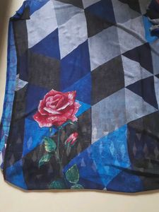 Blue Printed Saree With Blouse