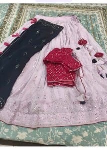 Elegant Lavender Sequined Lehenga Choli
