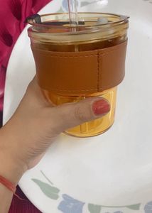 New Bamboo Joint Glass Cup with Lid &amp; Straw