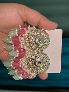Stunning Kundan Earrings with Pearl & Stone Drops
