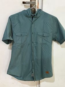 Men's Short Sleeve Hooded Shirt