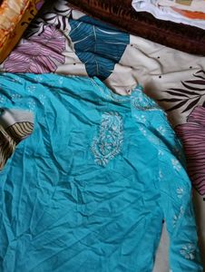 Turquoise Chikankari Kurta