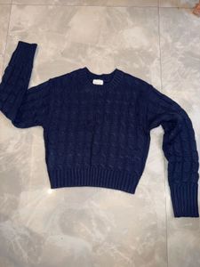 Cozy Blue Cable Knit Sweater