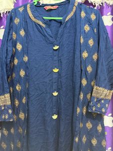 Stylish Navy Blue Kurti with Gold Print