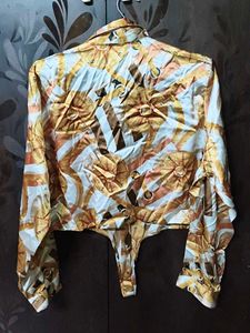 Patterned Tie-Front Crop Top