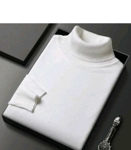 White Turtleneck Knit Sweater