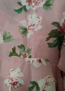 Pink Floral Sheer Bell Sleeve Top