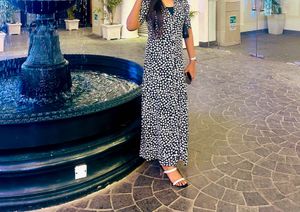 Chic Black &amp; White Print Maxi Dress