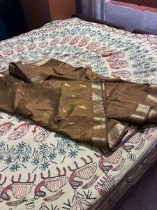 Elegant Brown Saree with Golden Border