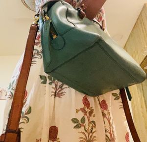 Stylish Teal Leather Satchel Handbag