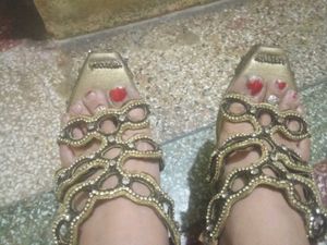 Golden Embellished sandal heels combo