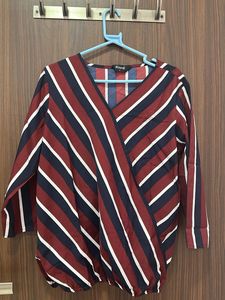 Striped Wrap Top