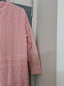 Pink Chikankari Kurta