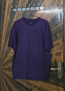 The Souled Store Solid Deep Purple Oversized Tee