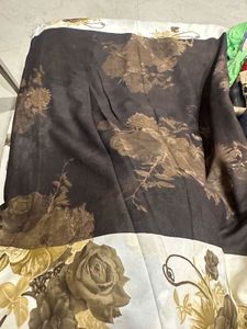Elegant Brown Floral Saree Beautifully Printed