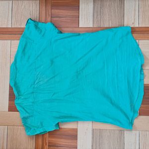 Blue Lace Detail Button-Up Top