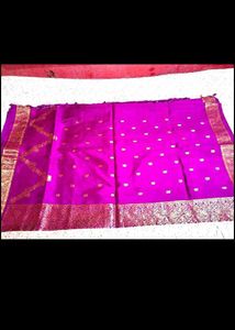 new purple silk saree with free black blouse
