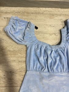 Cute Blue Velvet Mini Dress