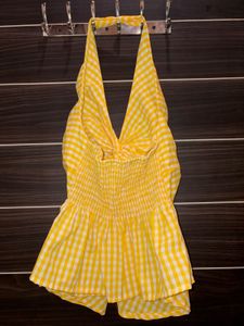 Yellow Gingham Halter Neck Top