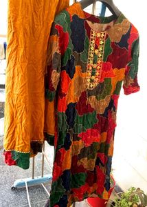 Printed Patchwork Kurta Set