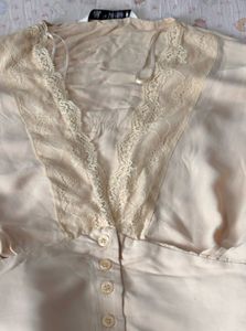 Elegant Cream Lace Trimmed